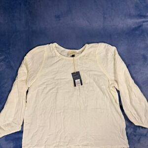 Universal Thread white long sleeve top with elastic cuffs women Size L